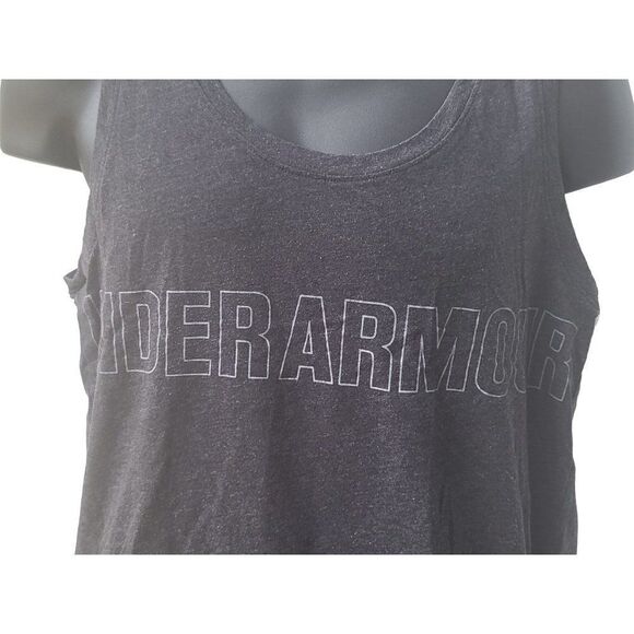 Under Armour Tank Top Women Sz M Gray Big Graphic Athleisure - Picture 2 of 6